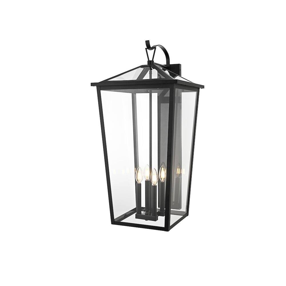 Angle. Elegant Lighting - Frankford 16 Inch Outdoor Wall Sconce In Black - Black.