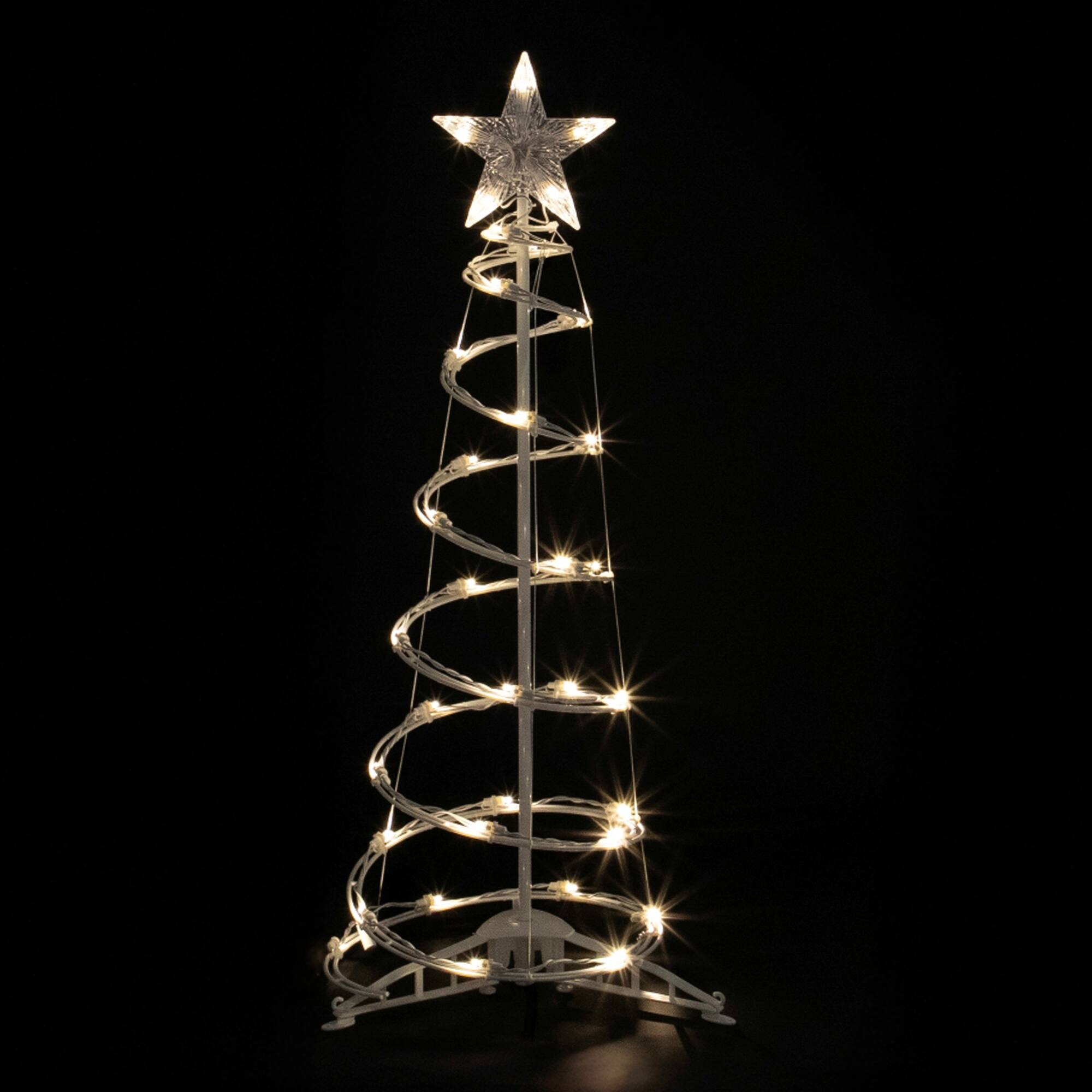 Front. Northlight - LED Lighted Spiral Outdoor Christmas Tree - 3' - Warm White Lights - White.