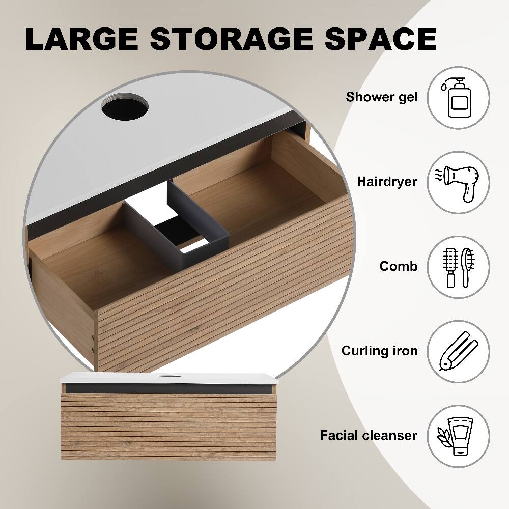 LARGE STORAGE SPACE

- Shower gel
- Hairdryer
- Comb
- Curling iron
- Facial cleanser