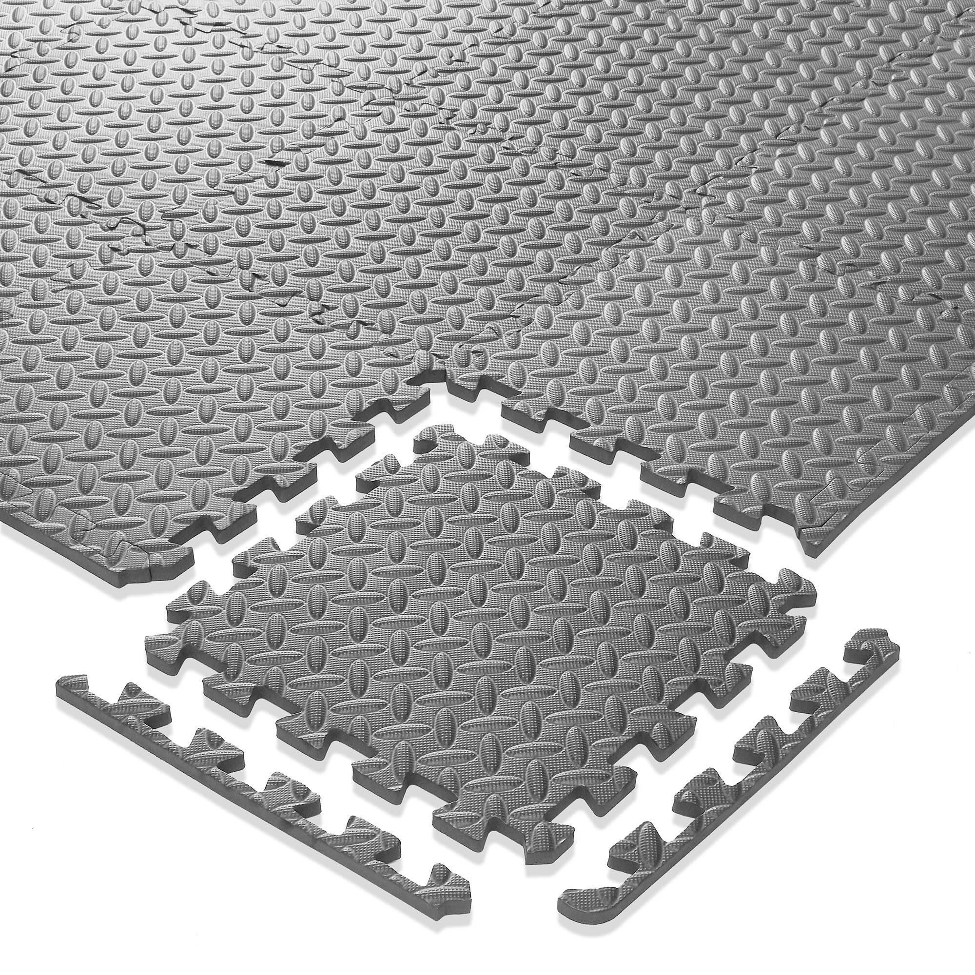 Alt View 3. Philosophy Gym - Exercise Flooring Mats - Foam Rubber Interlocking Puzzle Floor Tiles - Gray.