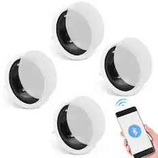 Front. VEVOR - 4 PCs 6.5'' Bluetooth in Ceiling Speakers, 150W, Flush Mount Ceiling & in-Wall Speaker System with 89dB Sensitivity - White.