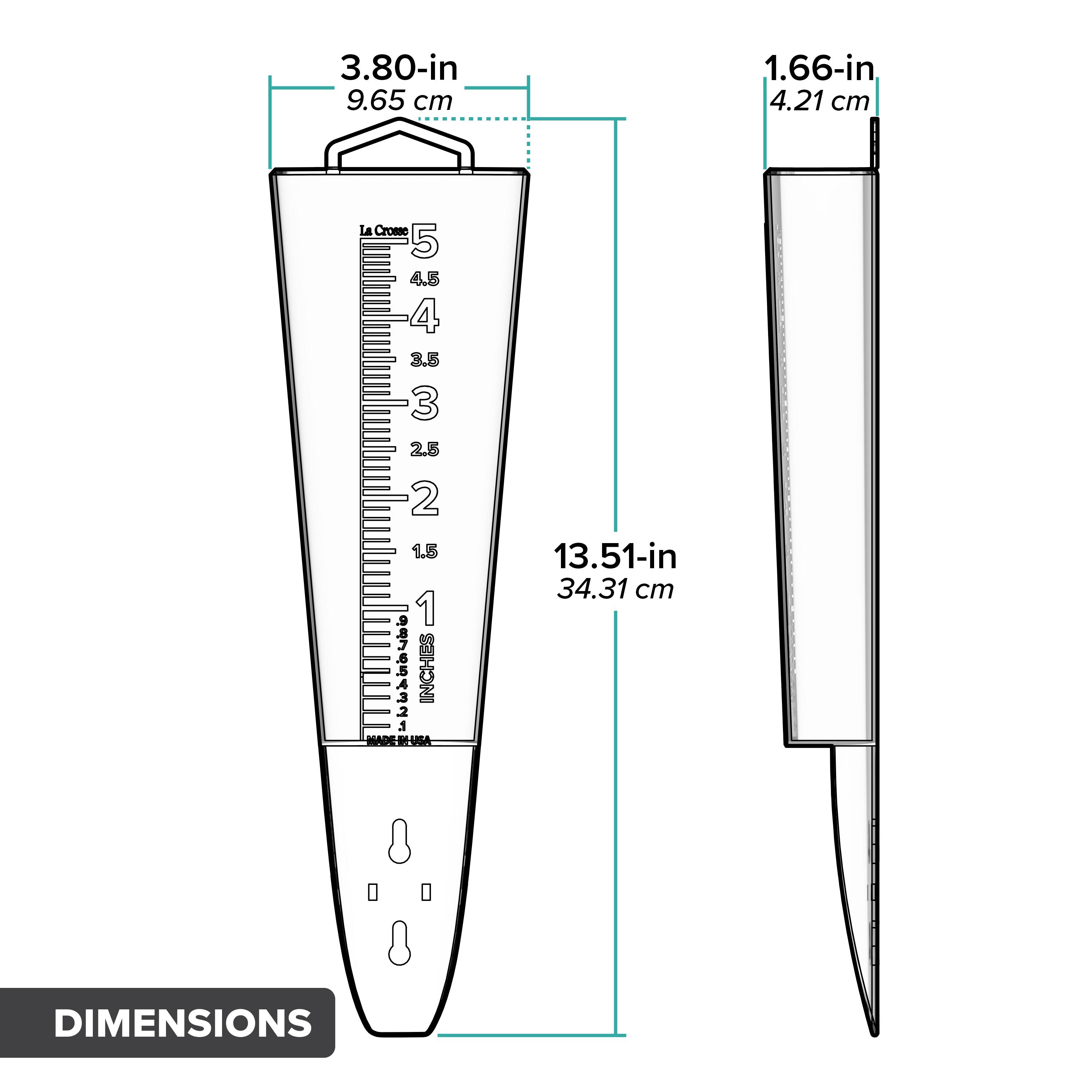 3.80-in  
9.65 cm  
1.66-in  
4.21 cm  

La Crosse  
5  
4.5  
4  
3.5  
3  
2.5  
2  
1.5  
1  

S7854324  
INCHES  

La NEUSA  
13.51-in  
34.31 cm  

DIMENSIONS