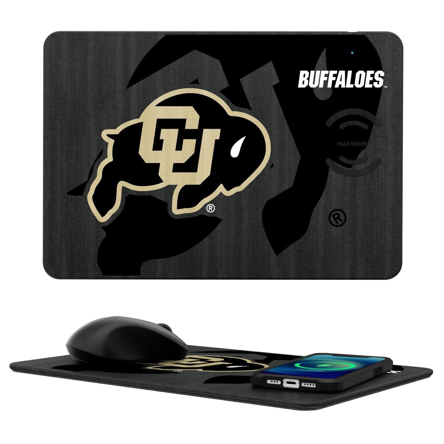 Keyscaper - Colorado Buffaloes 15W Fast Wireless Charger and Mouse Pad - Multicolor
