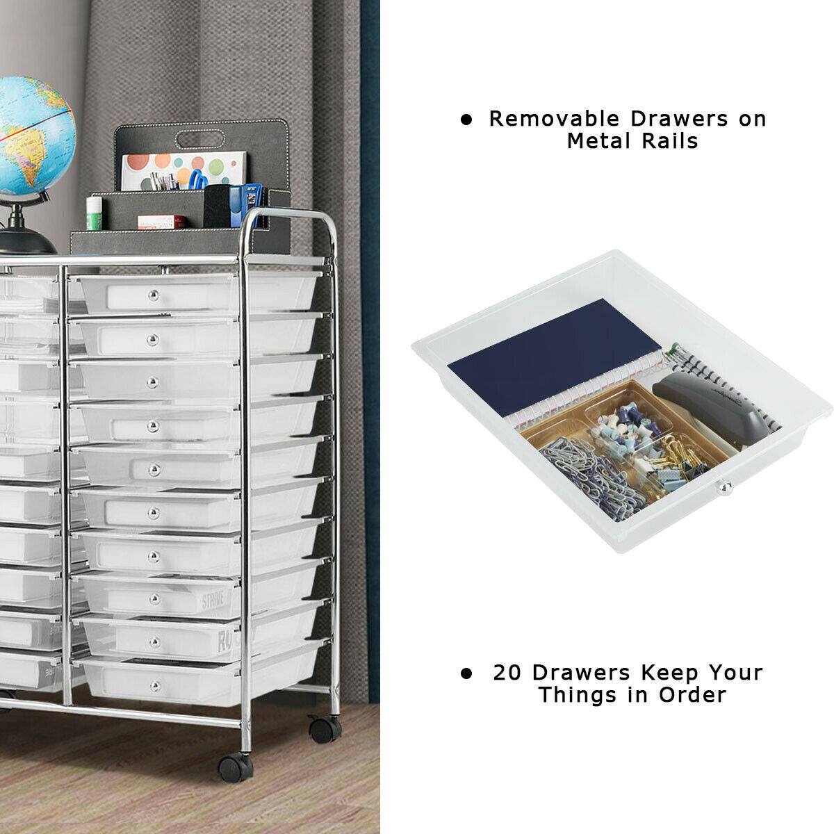 - Removable Drawers on Metal Rails
- 20 Drawers Keep Your Things in Order
