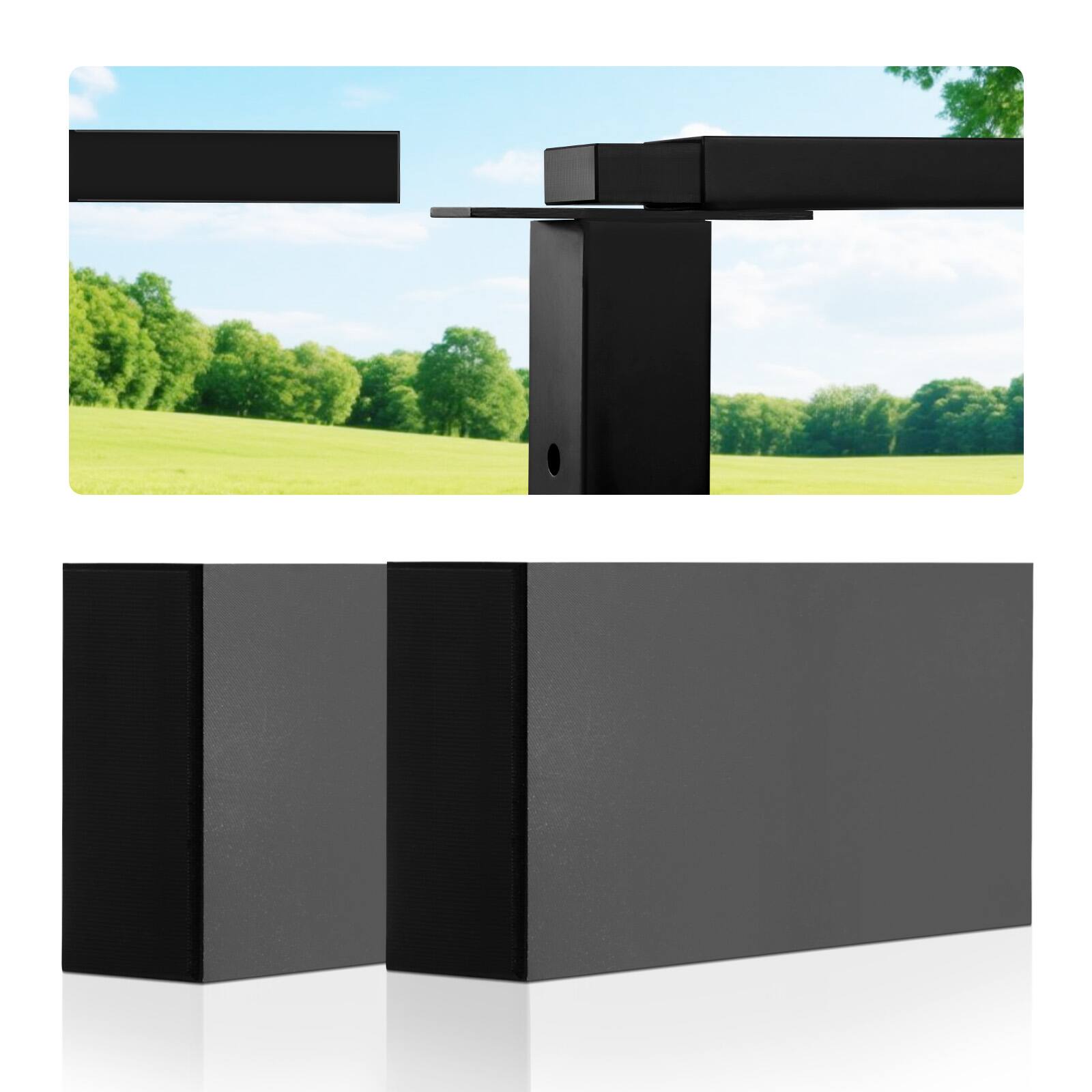 Front. VEVOR - 2 Pack Handrail Connectors, Flat Extension Stair Railing Accessories, POM Hand Rail Connector Fittings - Black.