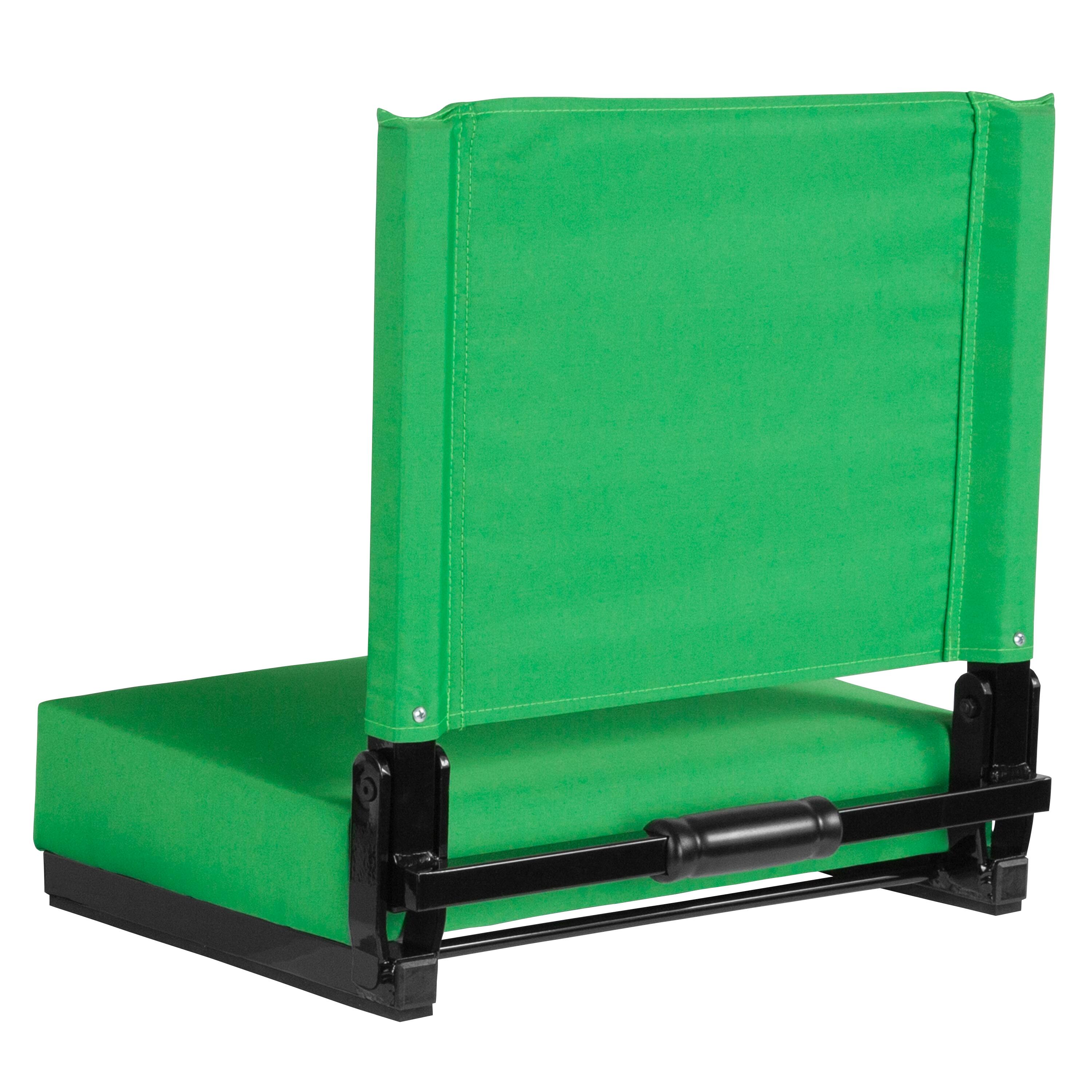 Alt View 4. Emma + Oliver - Set of 2 500 lb. Rated Lightweight Stadium Chair with Ultra-Padded Seat - Bright Green.