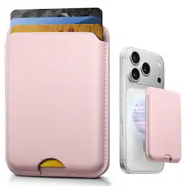 Topteng - 2-Pack MagSafe Wallet with Magnetic Ring - 3500Gs Strong Hold, RFID Protection, 3 Card Holder for iPhone 12-17 & Samsung - Pink