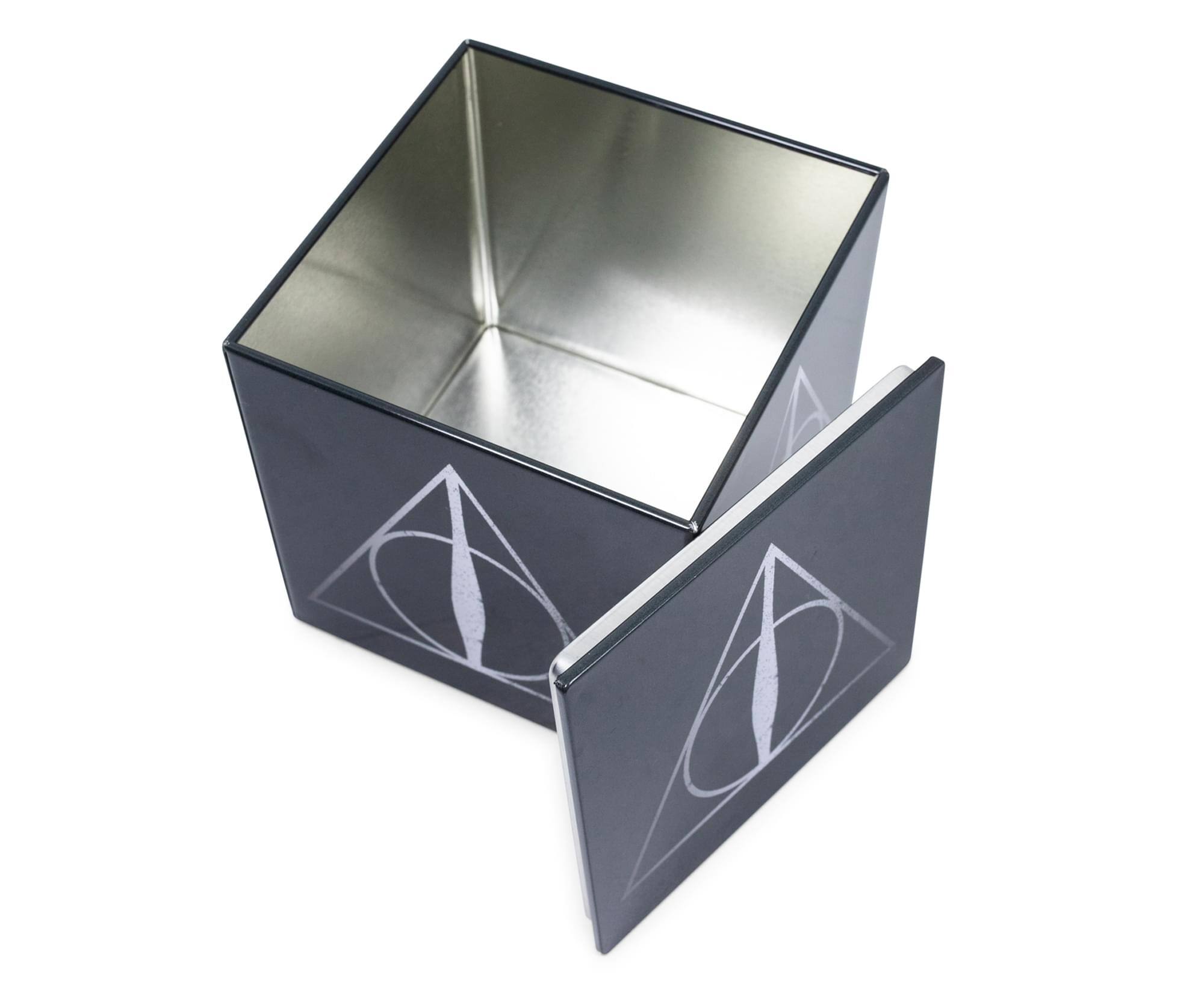 Alt View 1. Ukonic - Harry Potter Deathly Hallows Tin Storage Box Cube Organizer with Lid | 4 Inches - Black.