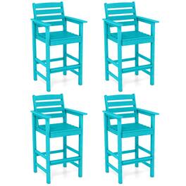 Gymax - Patio Adirondack Bar Chairs Set of 4 w/ Wide Armrests & Footrest Backrest - Green