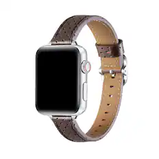 Front. Posh Tech - Carmen Perforated Leather Band for Apple Watch - Chocolate.