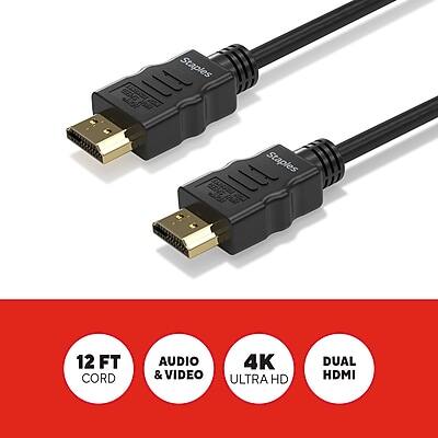 Staples 12 FT CORD AUDIO & VIDEO 4K ULTRA HD DUAL HDMI