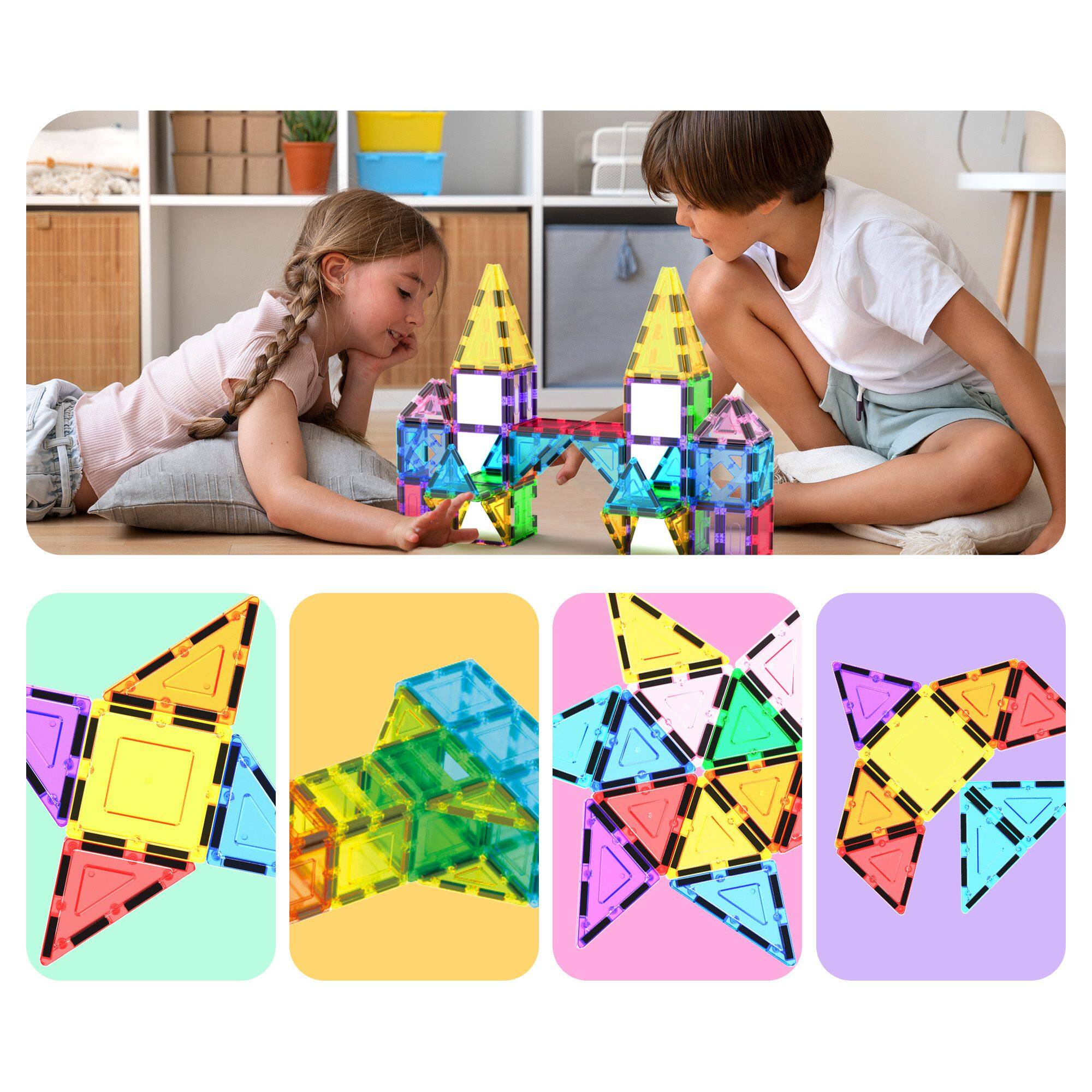 Alt View 8. PicassoTiles - PICASSO-TILES 152 PC Magnetic Tiles, Building Blocks, STEM Toys for Kids 3+.