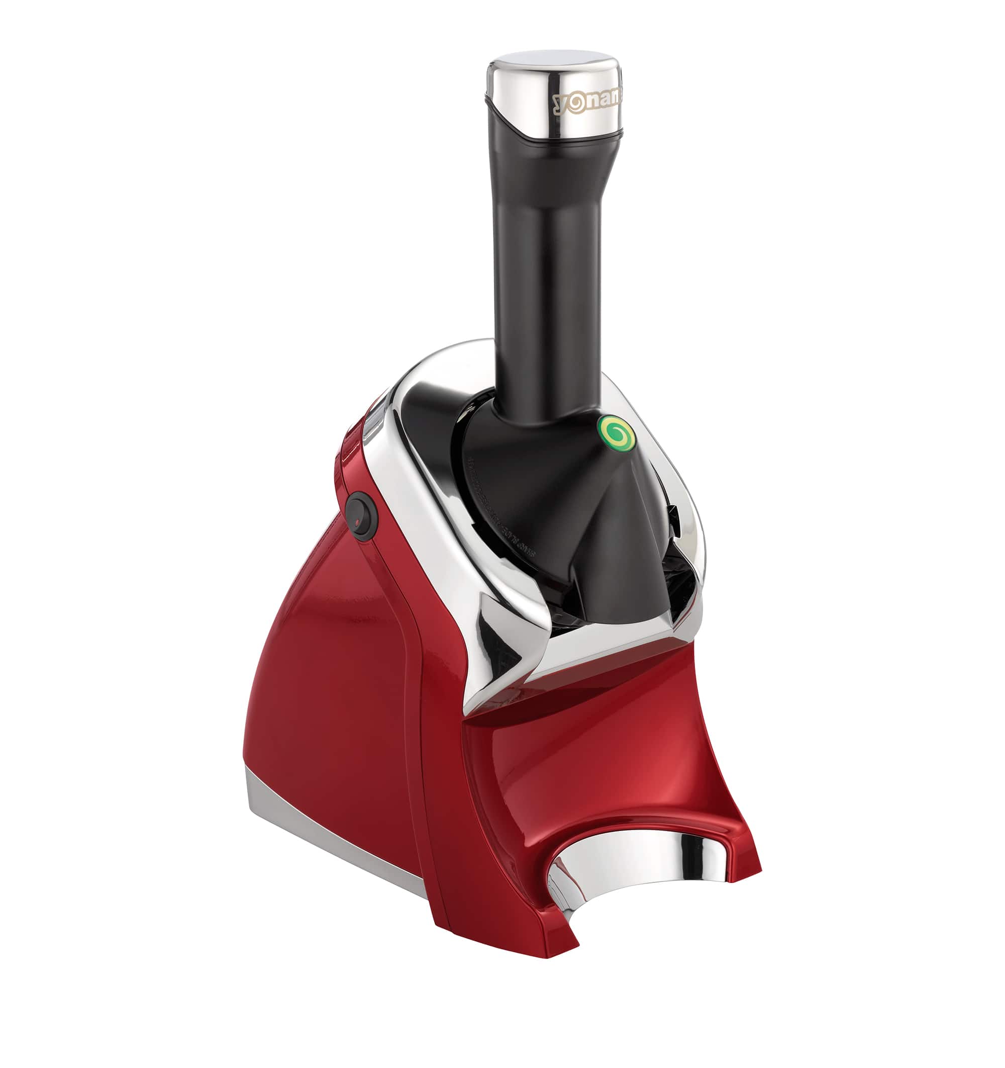 Front. Yonanas - Deluxe Vegan Non-Dairy Frozen Fruit Soft Serve Dessert Maker, Includes 75 Recipes, 200 Watts - Red.
