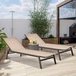 Costway - 2 PCS Patio Lounge Chair Chaise Recliner Back Adjustable Garden - Brown