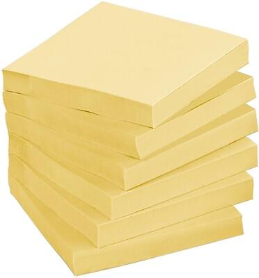 Alt View 4. Post-it - Recycled Notes, 3" x 3", Canary Collection, 75 Sheet/Pad, 24 Pads/Pack - Canary Yellow.