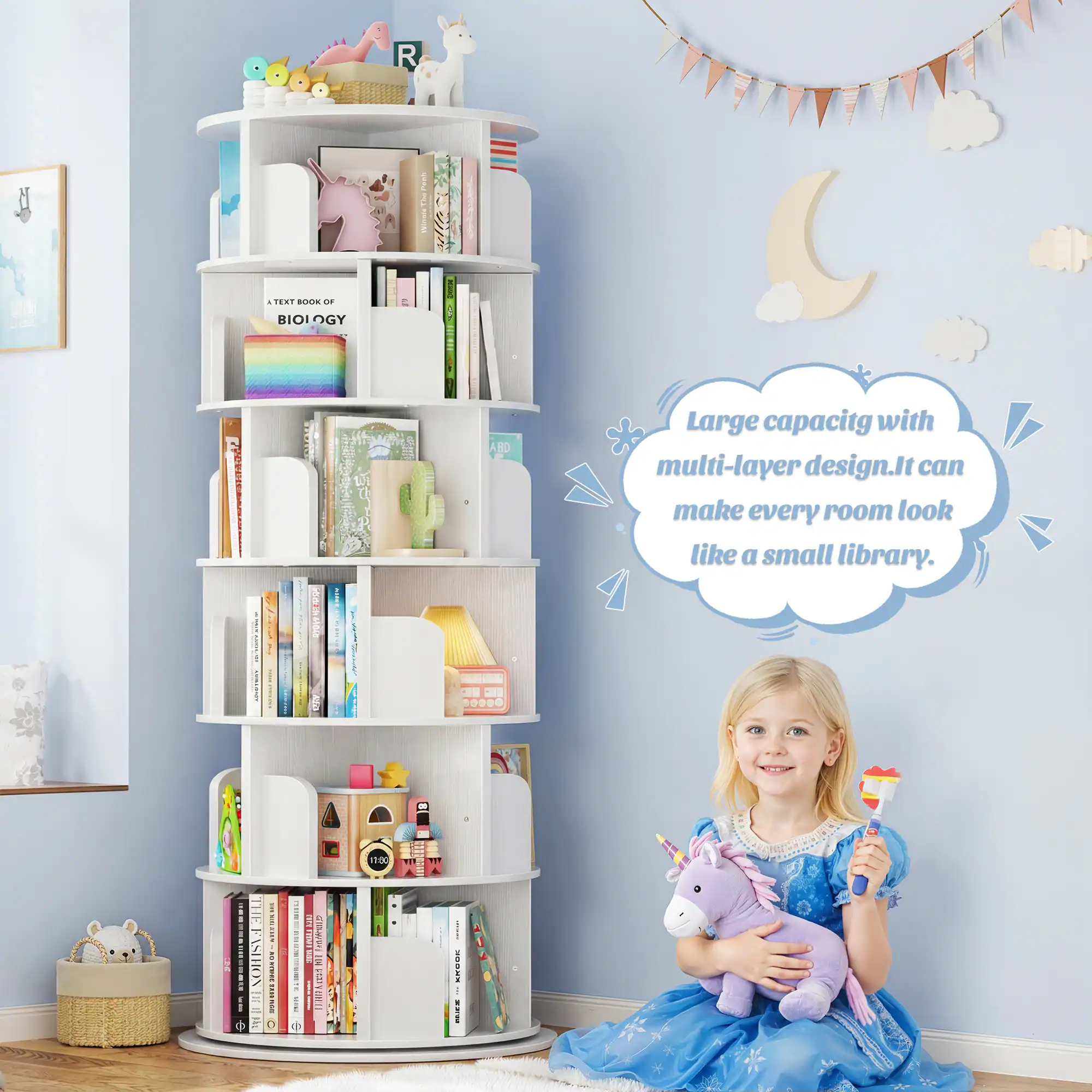 Large capacity with multi-layer design. It can make every room look like a small library.