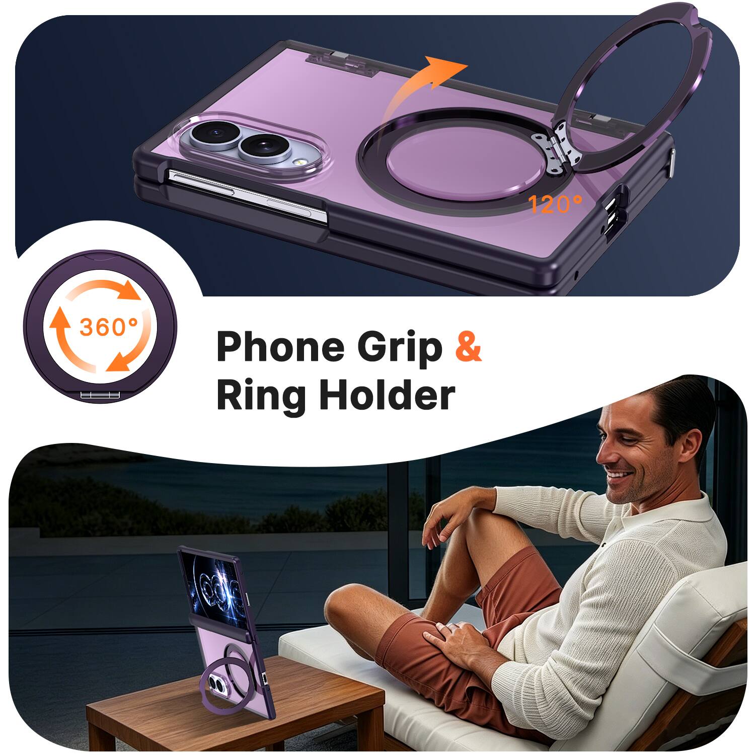 120°
360°
Phone Grip & Ring Holder
