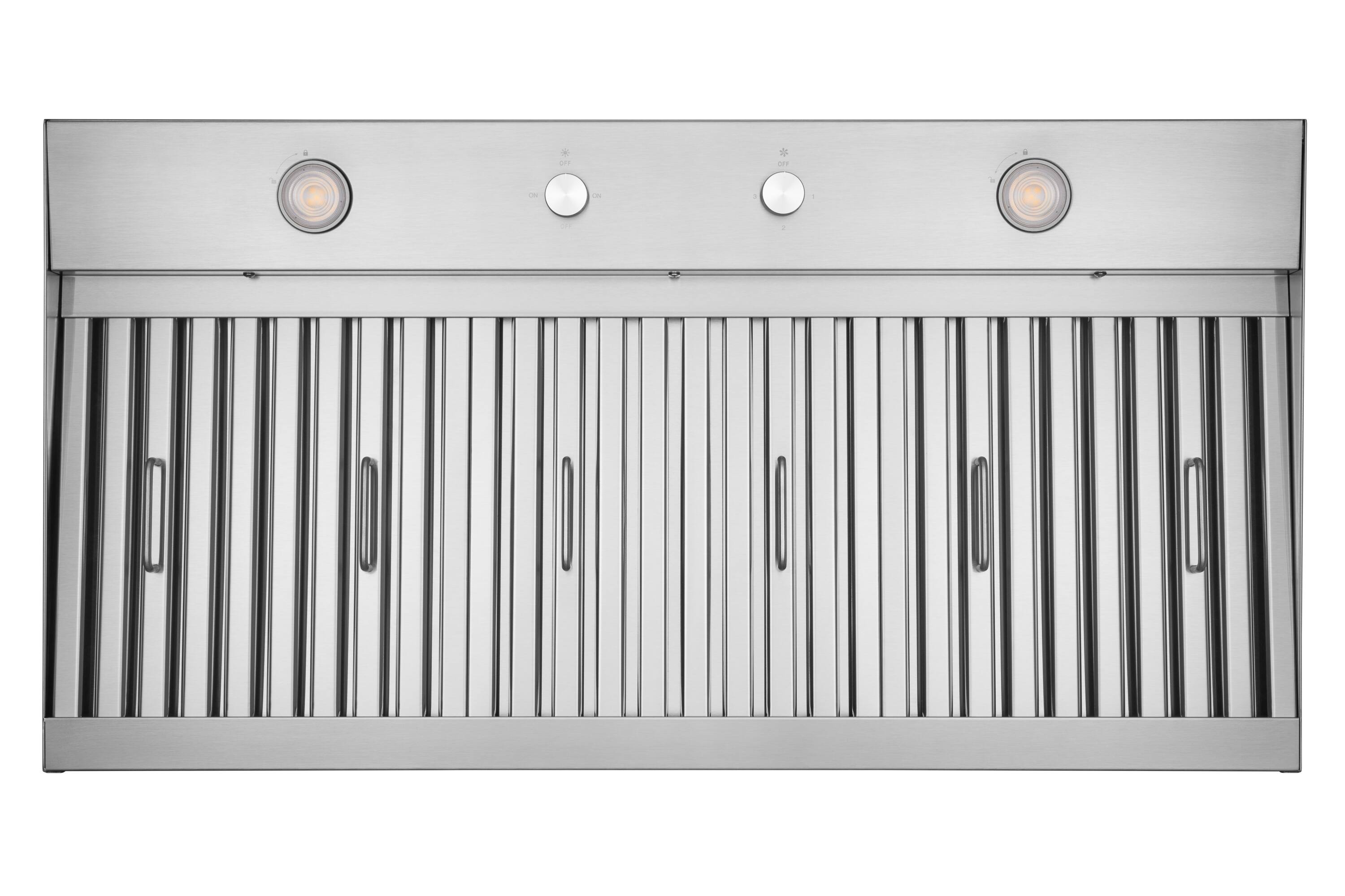 Left. Hauslane - Hauslane Range Hood Insert ,Stainless Steel Built-In Range Hood with 3-SPEED Dual Control Knobs - Stainless Steel.