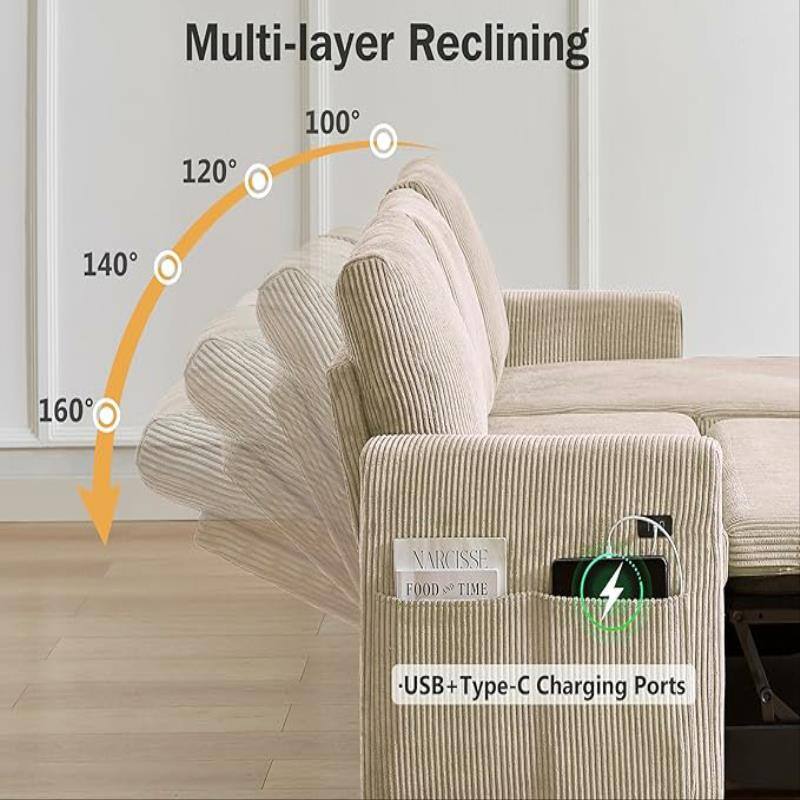 Multi-layer Reclining 120° 100° 140° 160° Varcisse Food & Time USB + Type-C Charging Ports