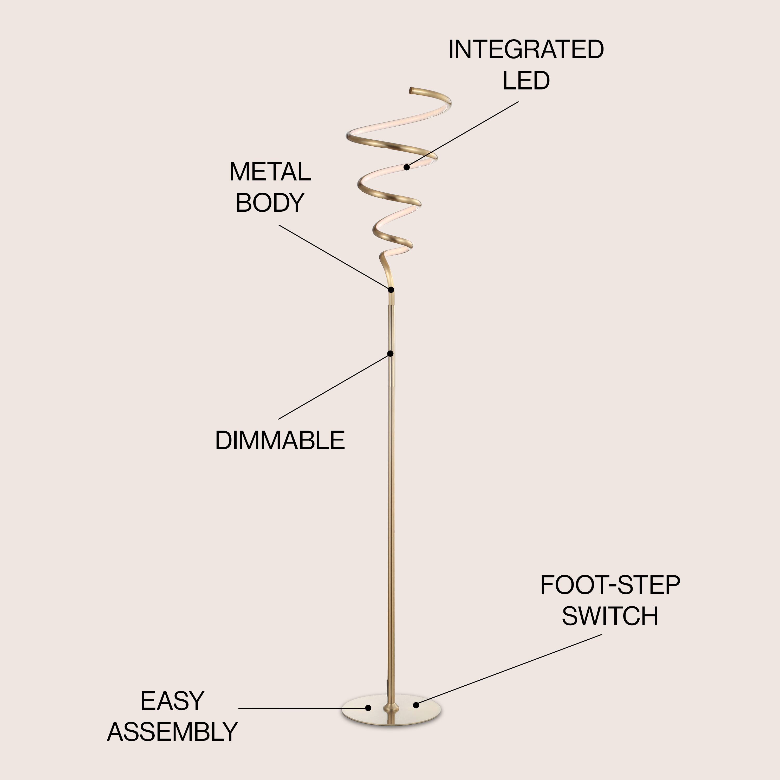 INTEGRATED LED METAL BODY DIMMABLE FOOT-STEP SWITCH EASY ASSEMBLY