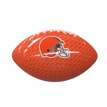 Front. Logo Brands - Cleveland Browns Rubber Glossy Mini Football - Multicolor.