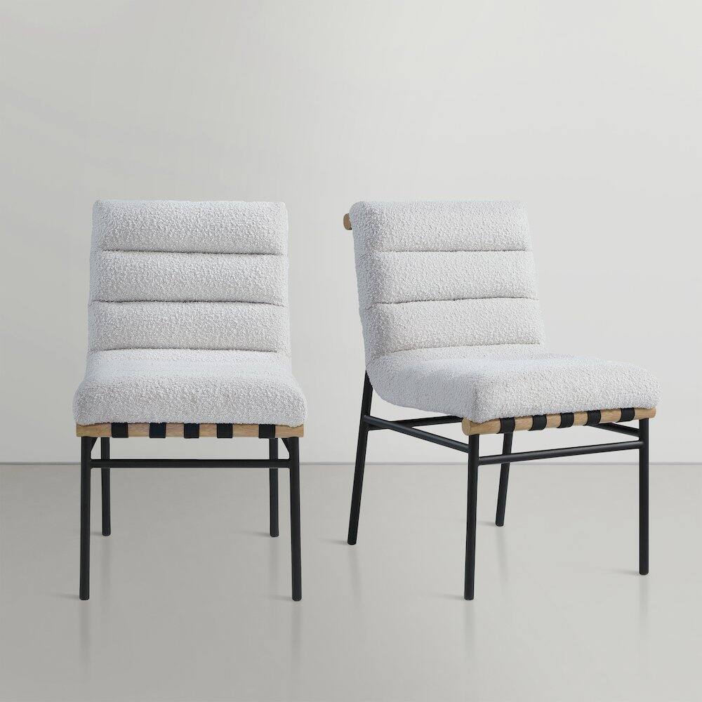 Alt View 4. Meridian Furniture - Burke Cream Boucle Fabric Dining Chair, Set of 2 - Beige.