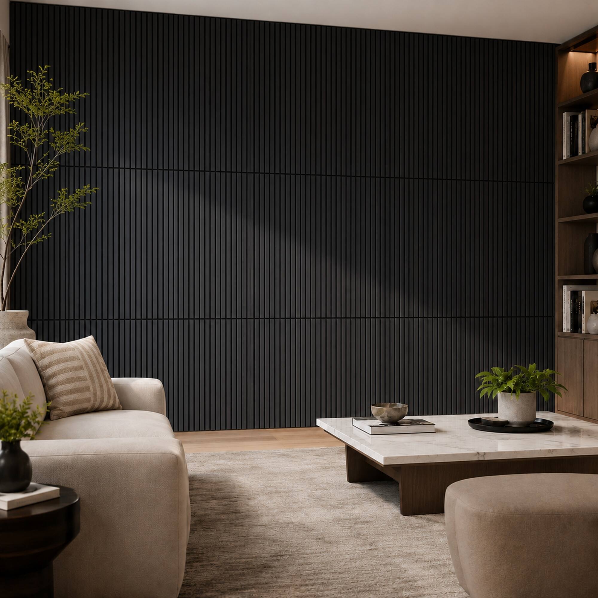 Alt View 2. Boyel Living - 4-Pack 23.62-in x 45.27-in Natural 3D Fluted Acoustic Slat Wall Panel - Natural.