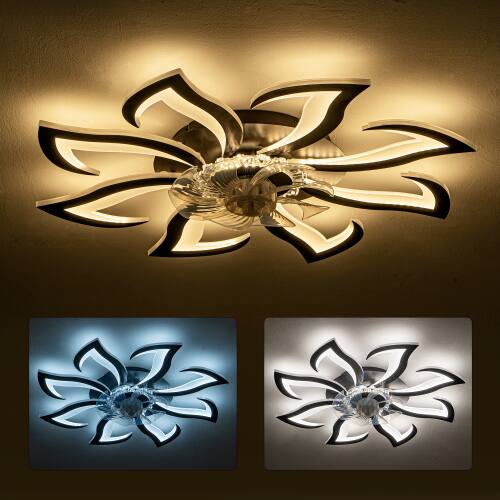 Alt View 7. LUCKY ONE - 32" Low Profile Ceiling Fan with Light Remote 8 Blades DC Motor - Matte Black.