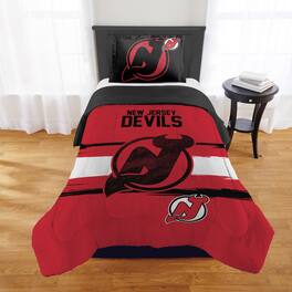 Sweet Home Collection - NHL New Jersey Devils Comforter & Pillow Sham Set- Twin/Twin XL - Multicolored