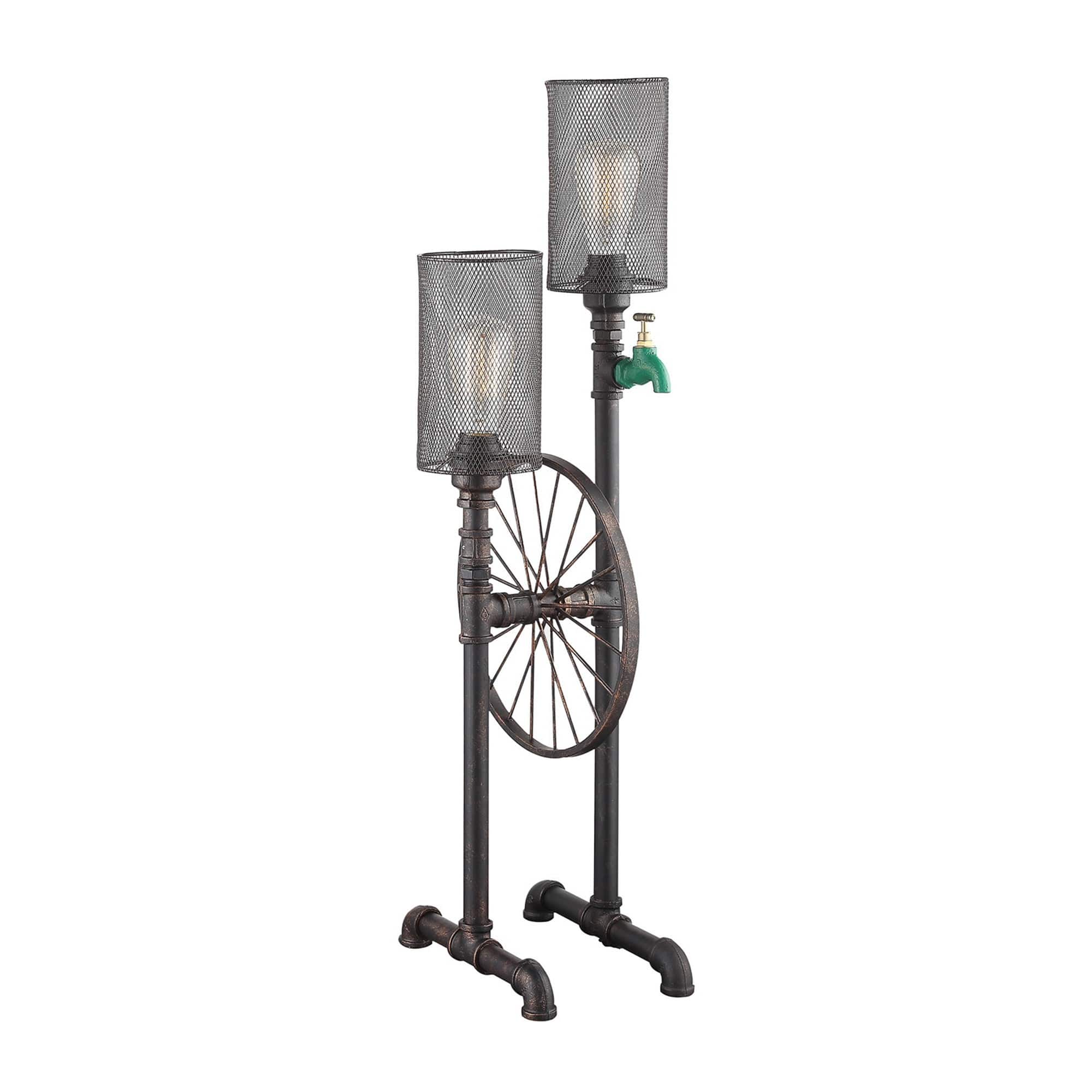 Manhattan Lane - 34 Inch Table Lamp, Drum Mesh Shade, Metal Base - Bronze, Brown