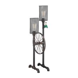 Manhattan Lane - 34 Inch Table Lamp, Drum Mesh Shade, Metal Base - Bronze, Brown