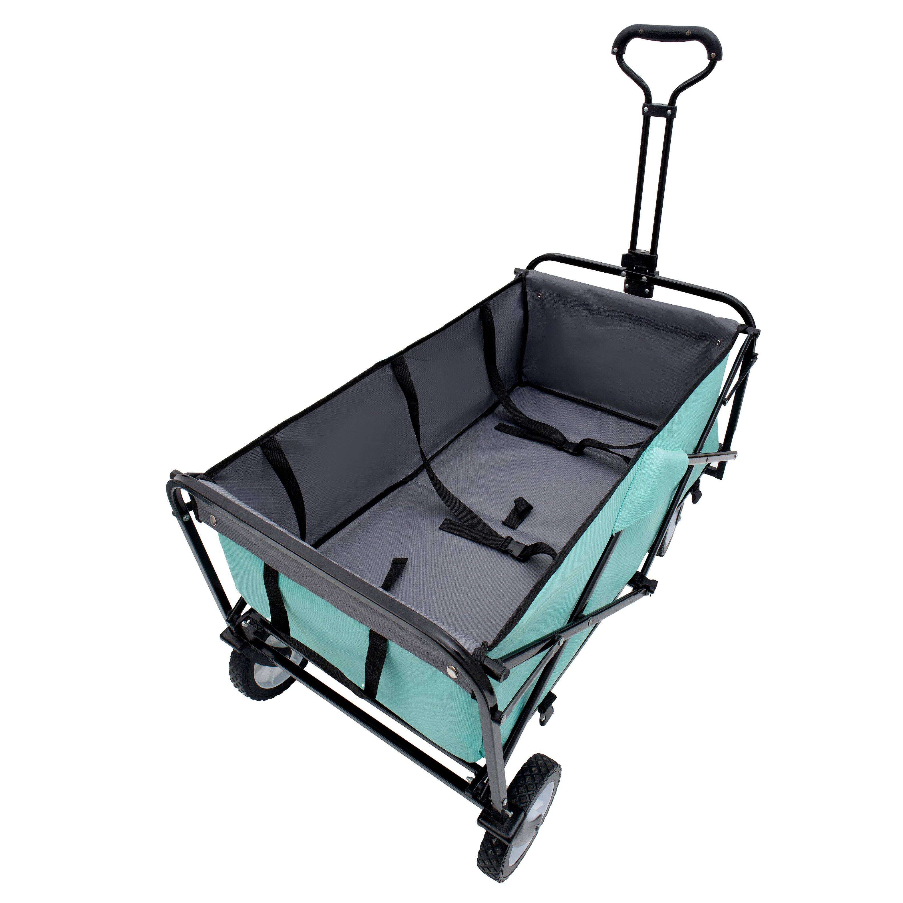 Alt View 4. Mondawe - 360lbs Collapsible Wagon Utility Carts with Strapping System, 3-Piece Liner - Blue.
