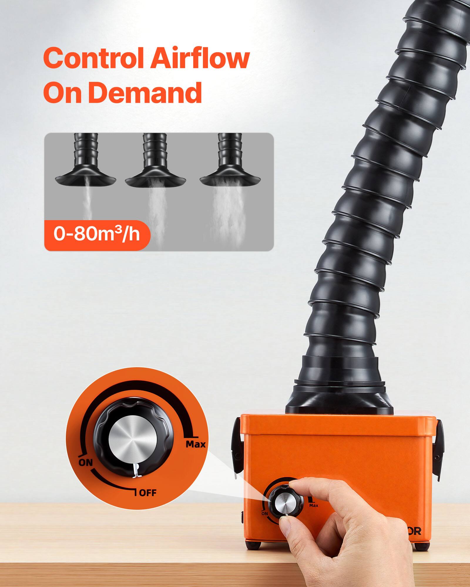 Control Airflow On Demand  
0-80m³/h  
Max ON OFF  
Max ON OR