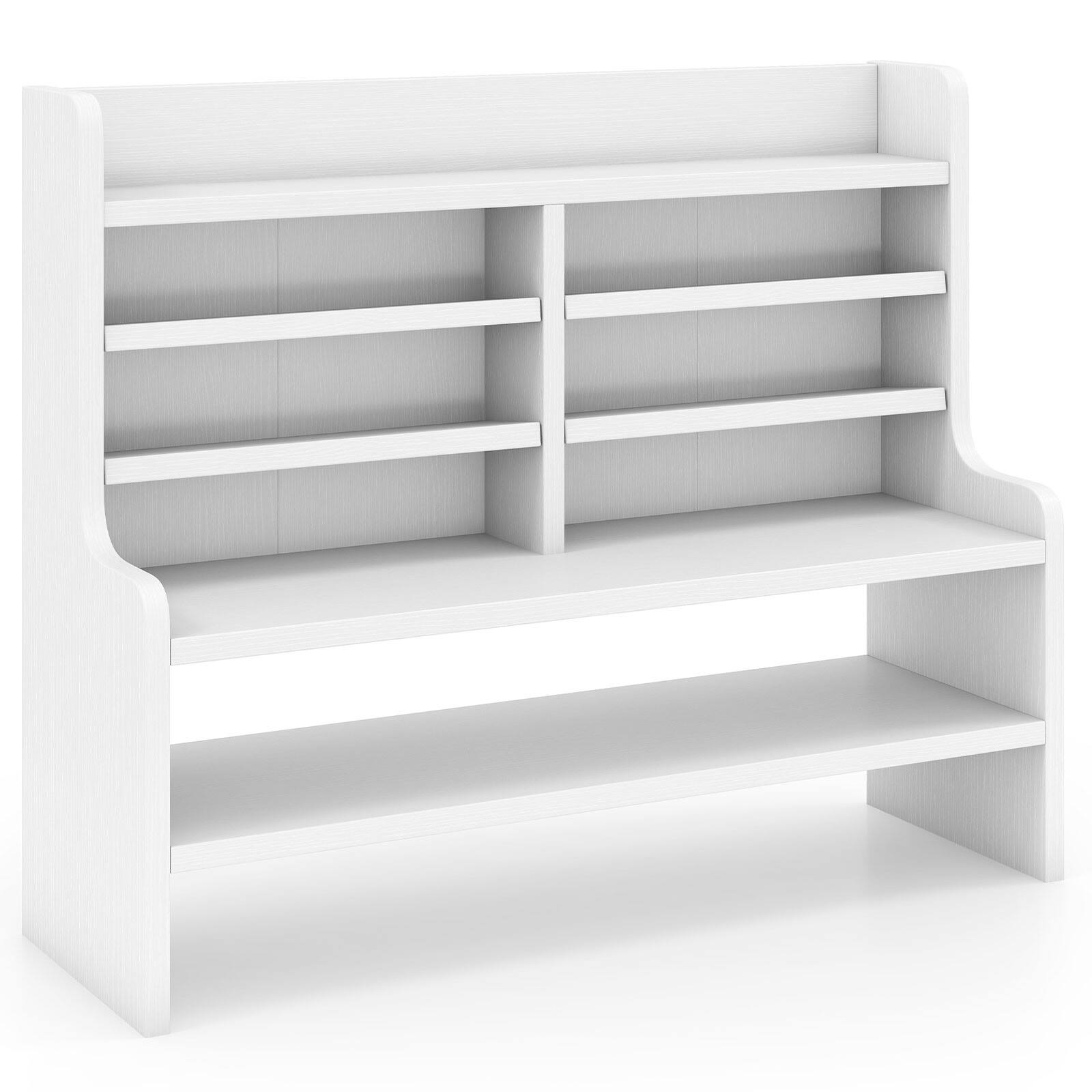 Alt View 9. Costway - Costway Desktop Bookshelf with Open Cubes and Adjustable Shelves, 19.5 x 6.5 x 16.5 in - White.