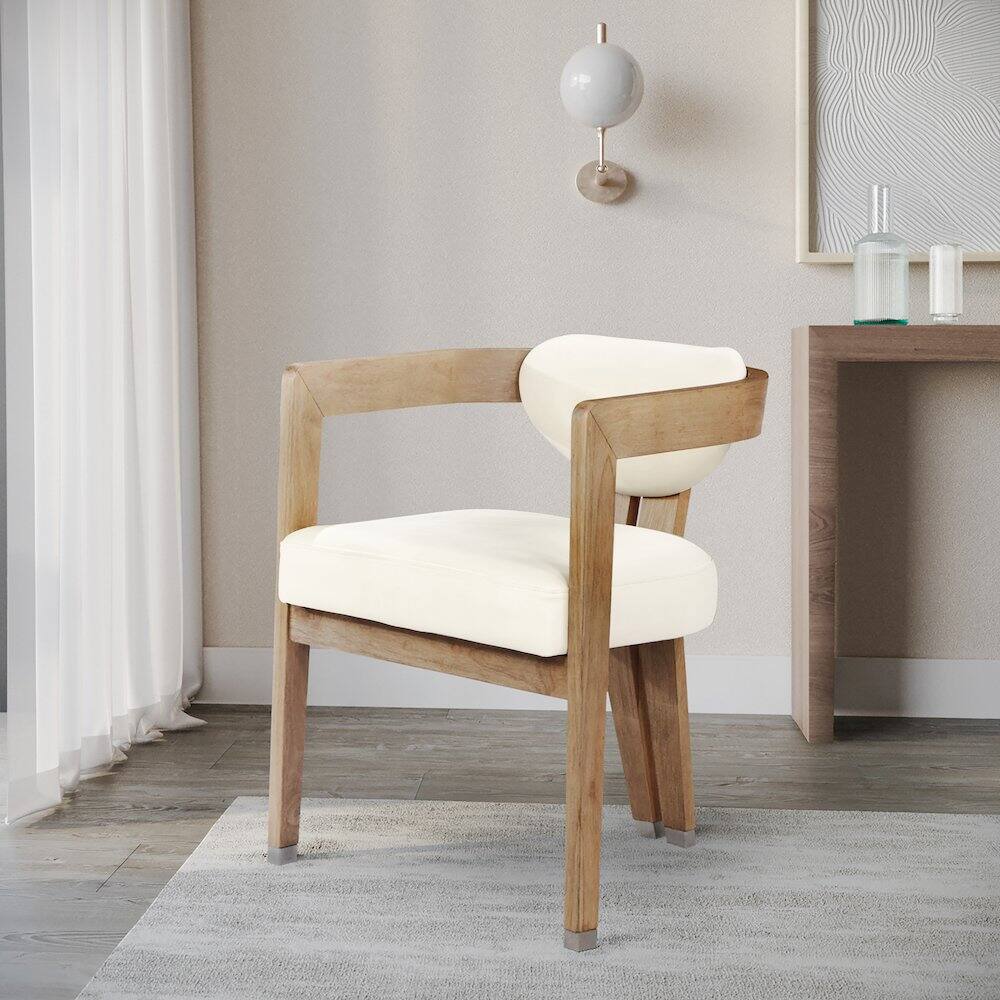 Alt View 1. Meridian Furniture - Carlyle Cream Vegan Leather Dining Chair - Beige.