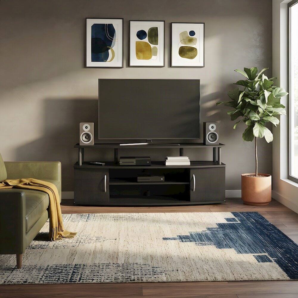 Angle. FurniFact - Darkwood Large Entertainment Center for TVs up to 55 inches with Storage - Darkwood.