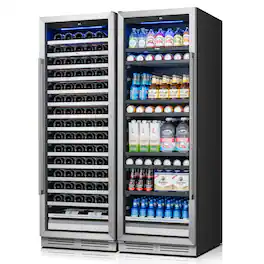 Yeego - 373 Cans +166 Bottle Wine and Beverage Cooler Refrigerator,With Glass Door for Home & Bar - Silver