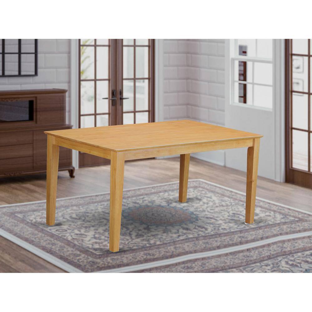 Angle. East West Furniture - CANO6-OAK-C 6-Pc Dinette set - Dinette Table and 4 Dining Chairs coupled with Wooden bench - Oak.