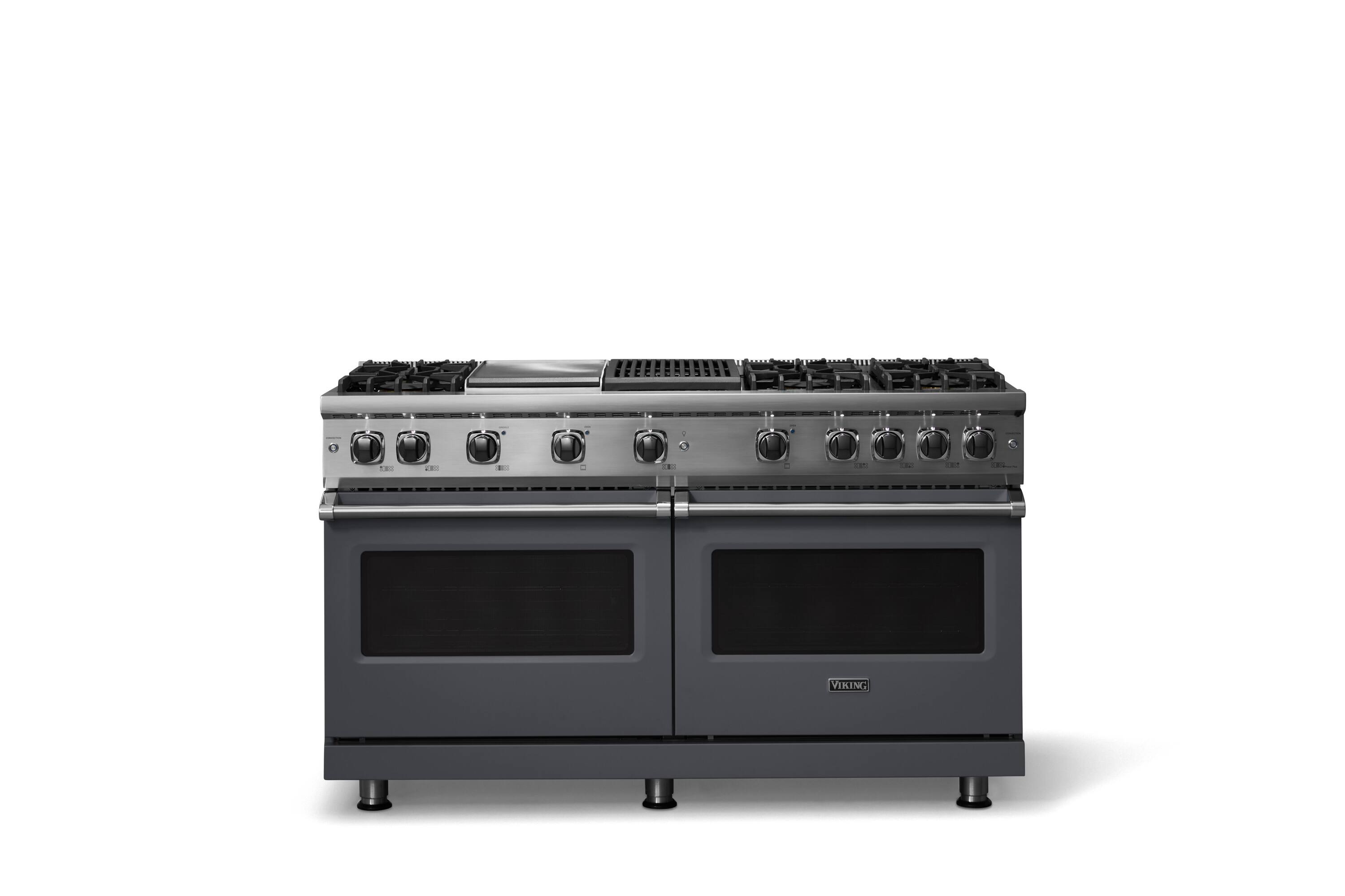 Alt View 1. Viking - 8.0 Cu. Ft. 60"W. Professional 5 Series Freestanding Double Oven Liquid Propane Gas Convection Range - Cast Black.