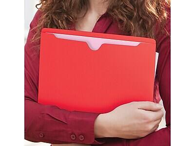 Alt View 5. Smead -  File Jacket, Reinforced Straight-Cut Tab, Flat-No Expansion, Letter Size, Red, 100/Box  - Red.