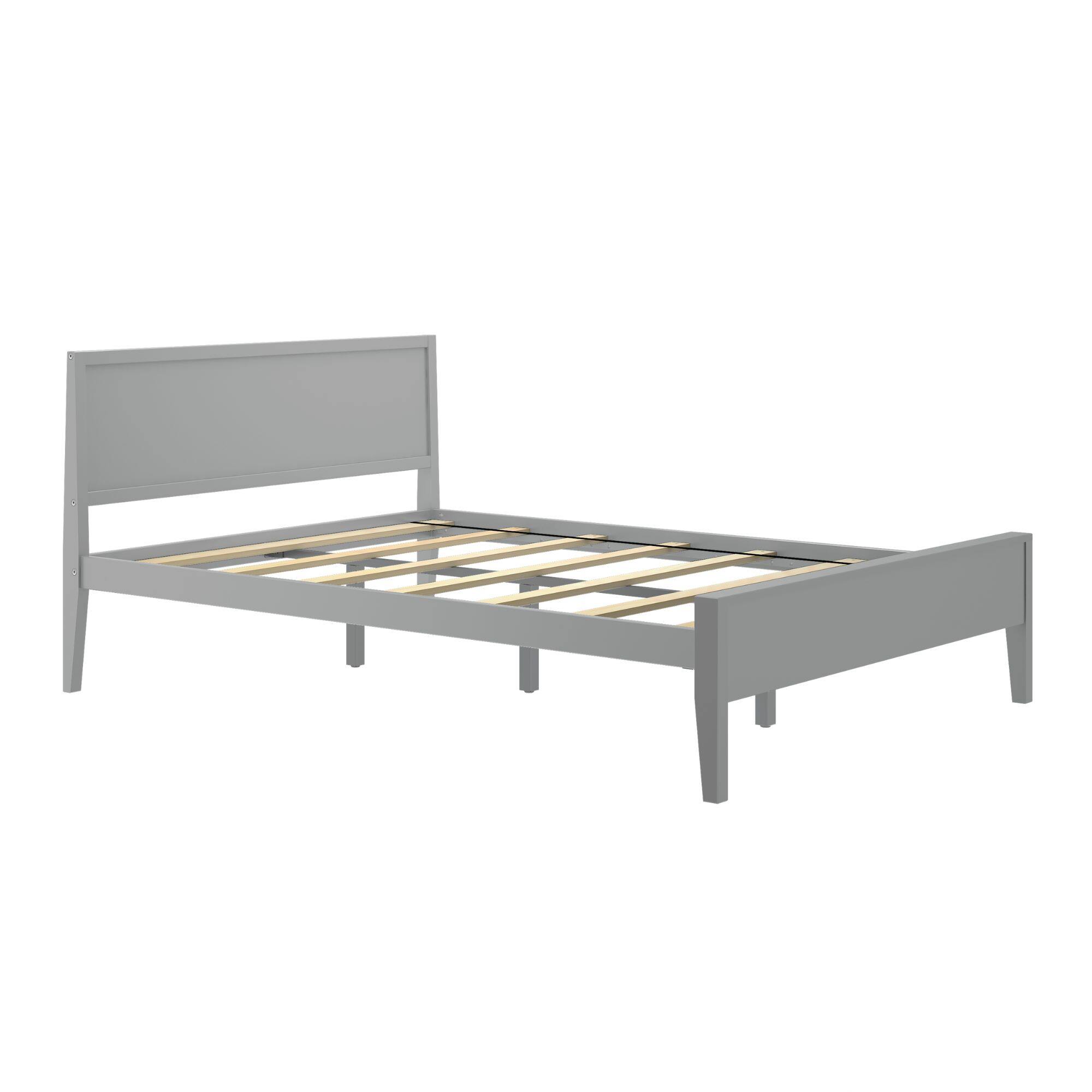 Alt View 2. Plank+Beam - Queen-Size Bed with Panel Headboard, Grey - Grey.