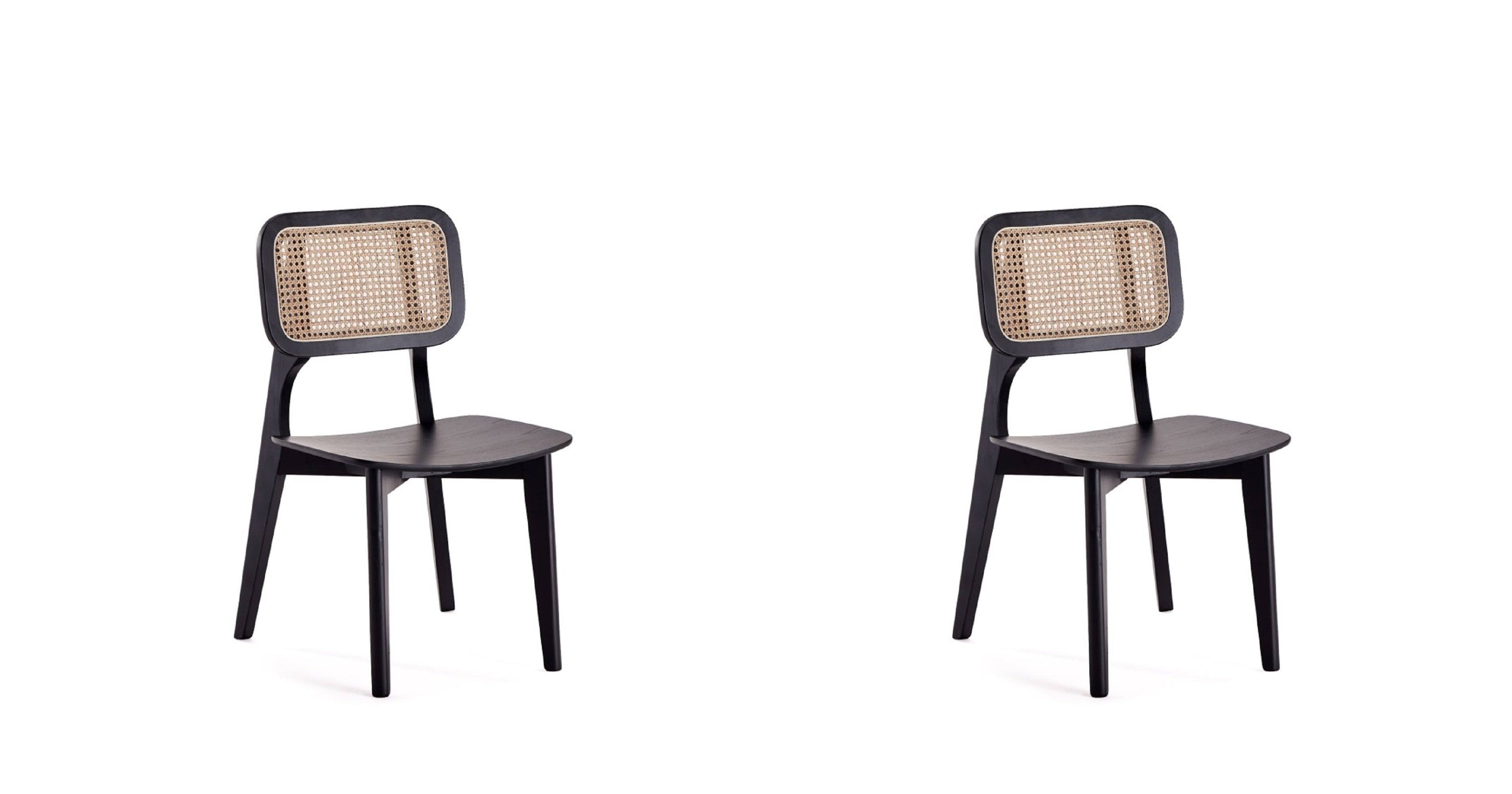 Manhattan Comfort - Versailles Industry Chic Wood Dining Chair - Set of 2 - Black and Natural