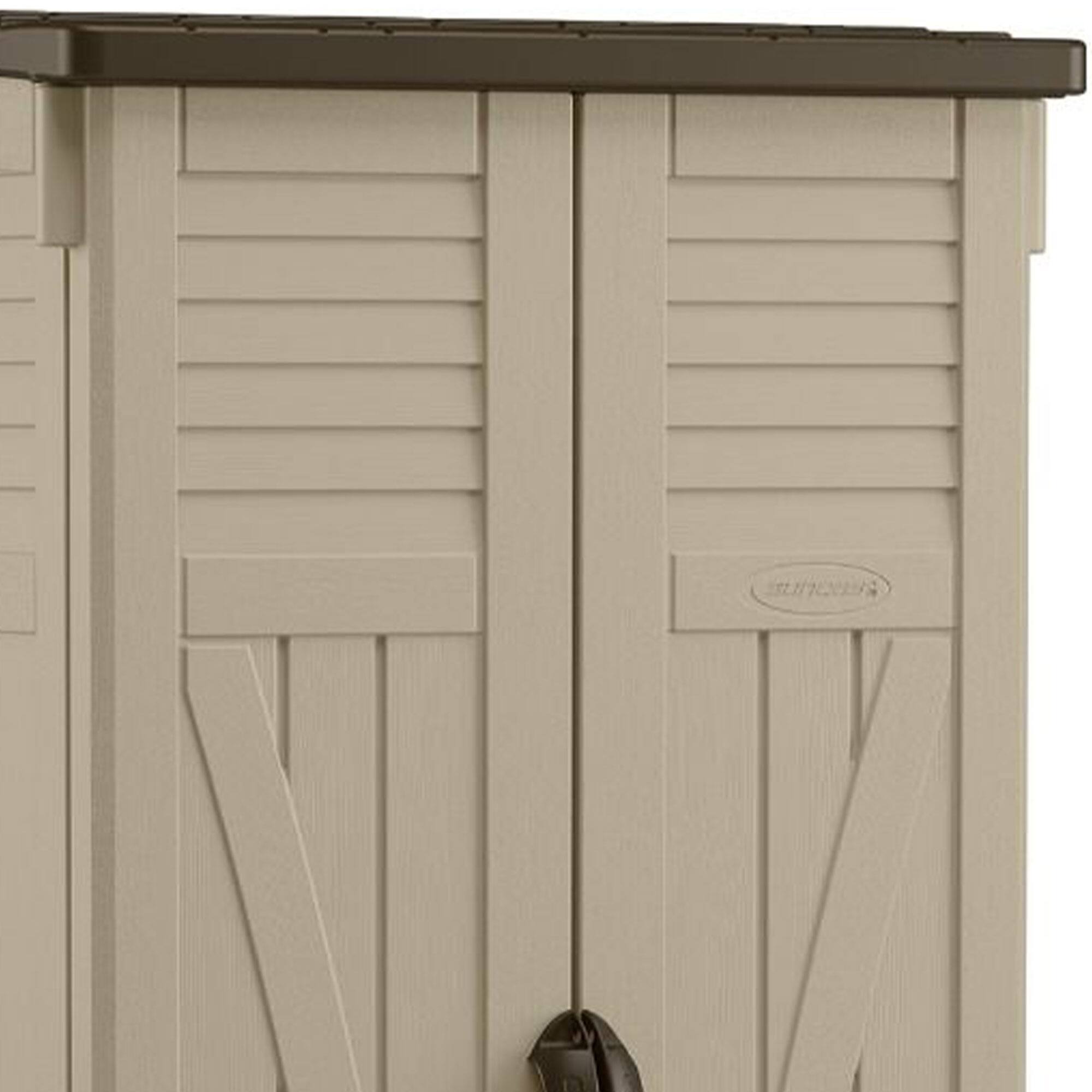 Alt View 4. Suncast - Suncast 22 Cubic Feet All-Weather Vertical Tall Outdoor Storage Shed, Brown - Brown.
