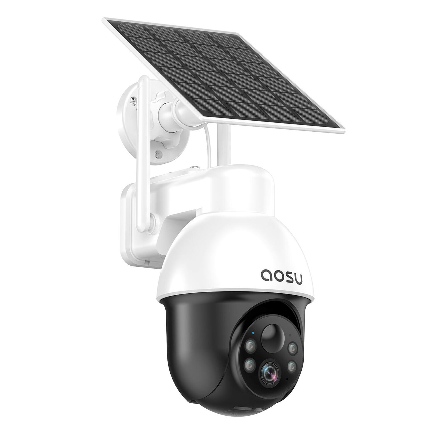 Angle. AOSU - 2K QHD 3.0-MP Wi-Fi Outdoor AI-Smart Solar Security Camera with Panoramic PTZ, Auto-Tracking, 2-Way Talk, C9L2BA11 - White.