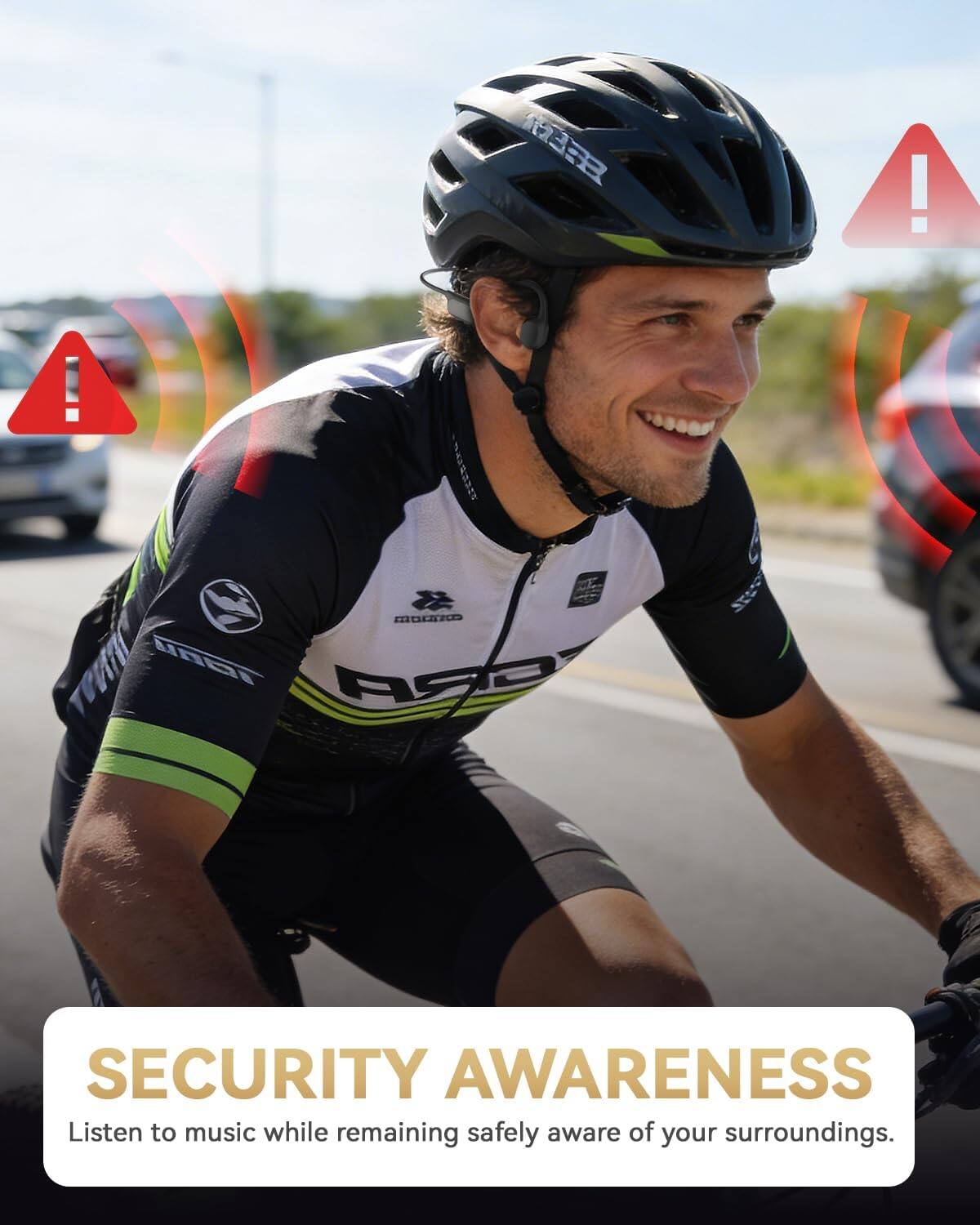 SECURITY AWARENESS  
Listen to music while remaining safely aware of your surroundings.