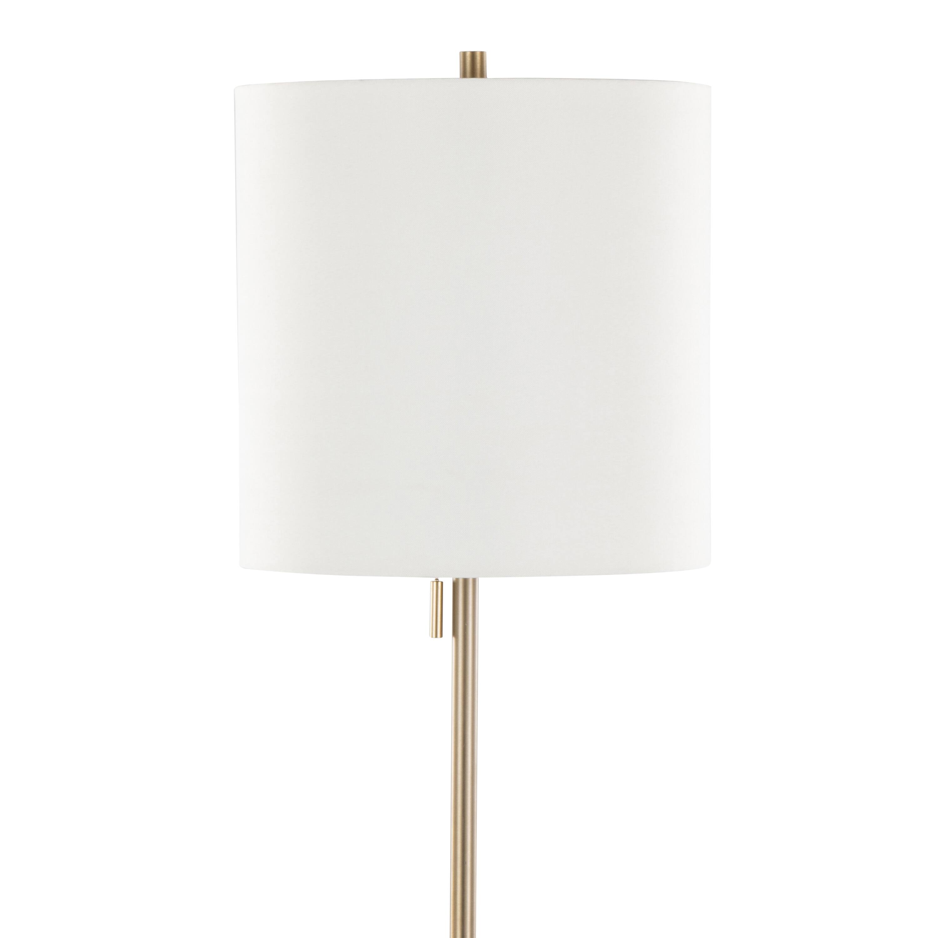 Left. Loheer - Loheer 64 Inch Gold Floor Lamp Contemporary Metal Standing Light with White Linen Shade for Living Room Bedroom - Gold.