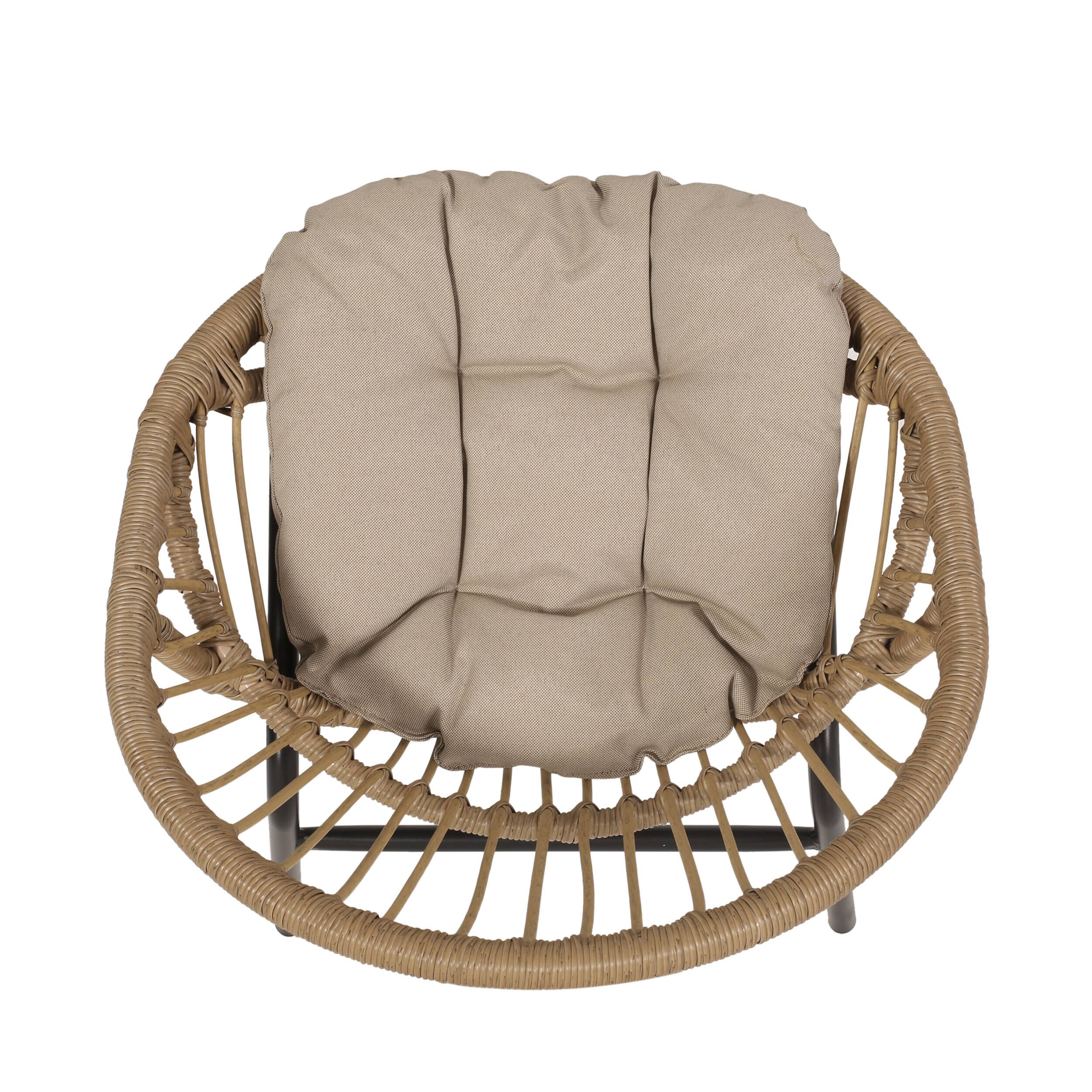 Alt View 4. Mondawe - Set of 2 Rattan Dining Chairs with Water-Resistant Cushions - Brown.