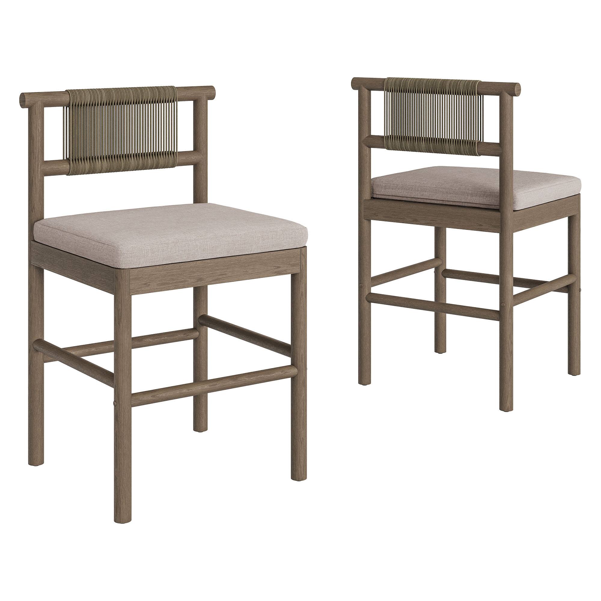 Angle. Modway - Eleni Outdoor Teak Wood Counter Stools Set of 2 by Modway - Weathered Gray Pebble.