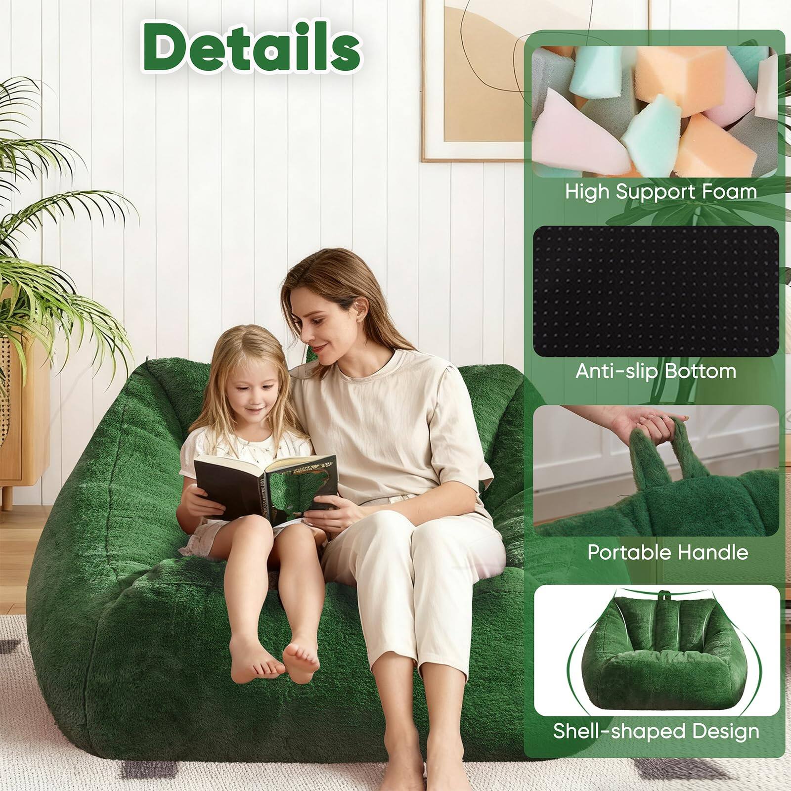 Details

- High Support Foam
- Anti-slip Bottom
- Portable Handle
- Shell-shaped Design