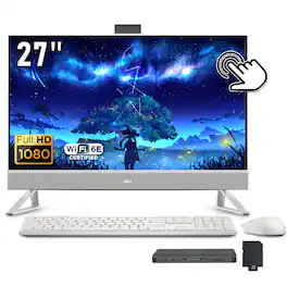 Dell - 27" FHD All-in-One Touch Desktop,Intel Core 7 150U,32GB DDR5,2TB SSD+1TB Dock Station,GeForce MX570A,Win 11 - White